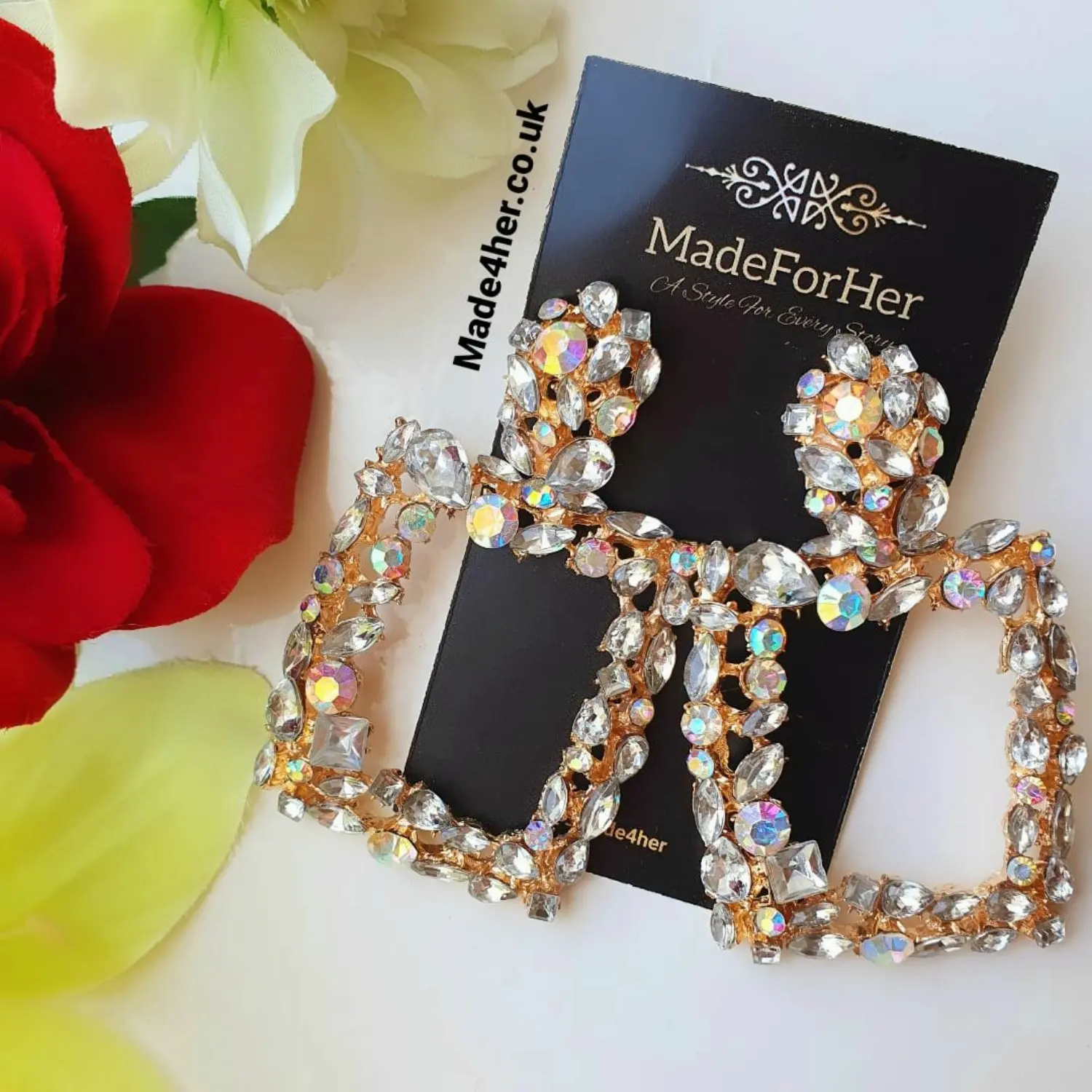 Large Crystal Door Knocker Earrings