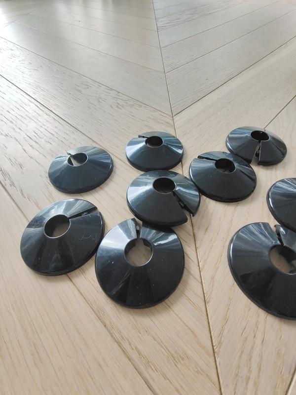 White Pipe Collars with Radiator Pipe Hole Covers - Set of 4 6