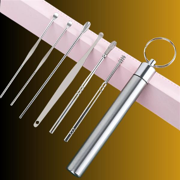 Portable Stainless Steel Ear Wax Removal Kit, Reusable Ear Cleaning Spoons, Ear Picking Tool cleaner 7