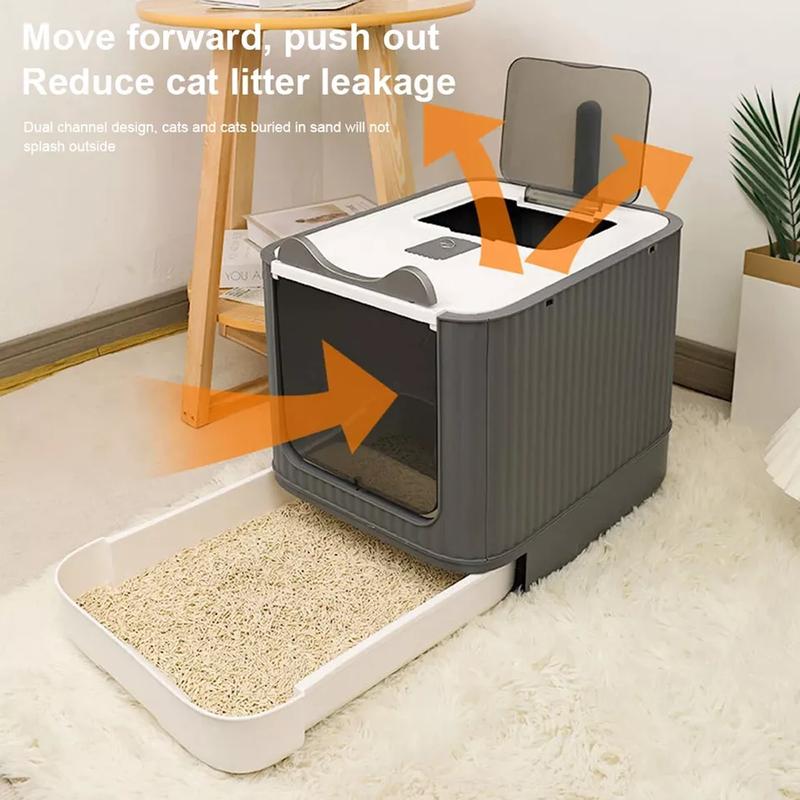 Product Introduction of Large Cat Litter Box Self Cleaning Pan Drawer Anti-Splashing Cat Potty Tray robot 5