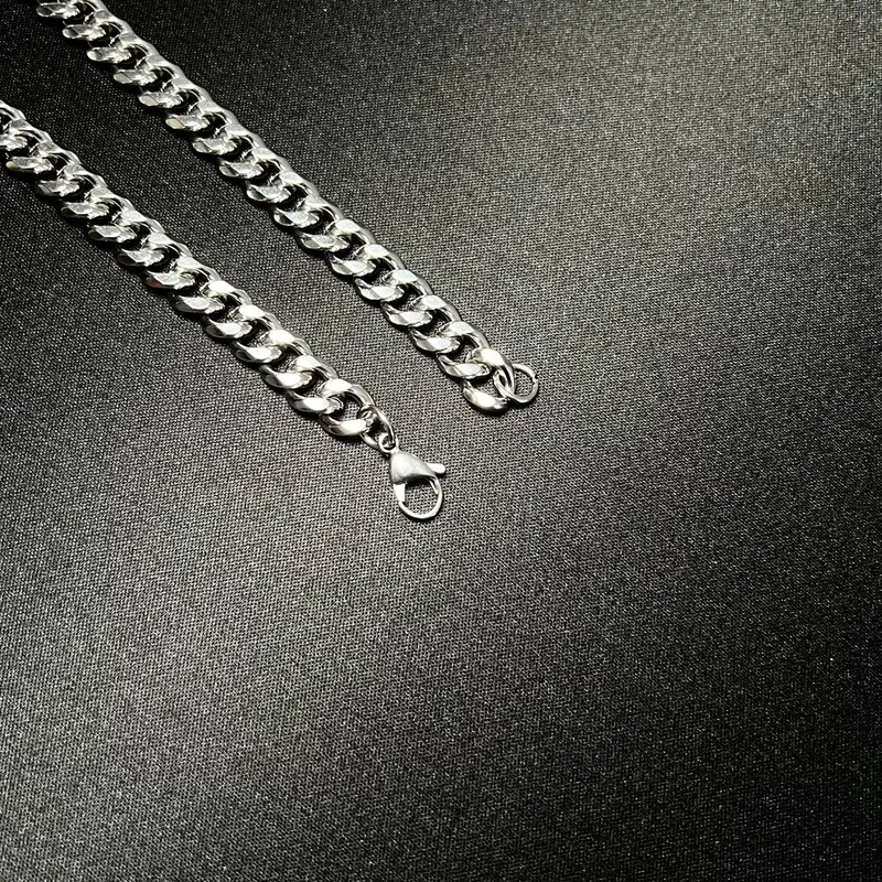 Thick and Heavy Silver Miami Cuban Chain Necklace, 18”-24”, 45cm-60cm Length, 9mm Thickness, Stainless Steel 18 inch boys curb big layering chunky 8