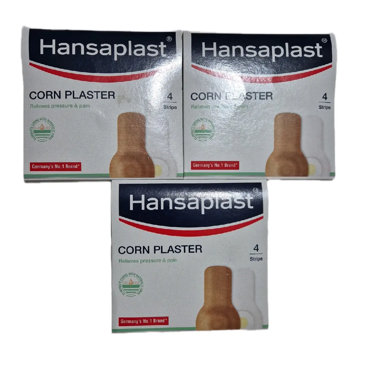 Hansaplast Corn Removal Plasters - 12 Pieces (3 Packs of 4 Plasters) - Gentle and Effective Solution for Corns