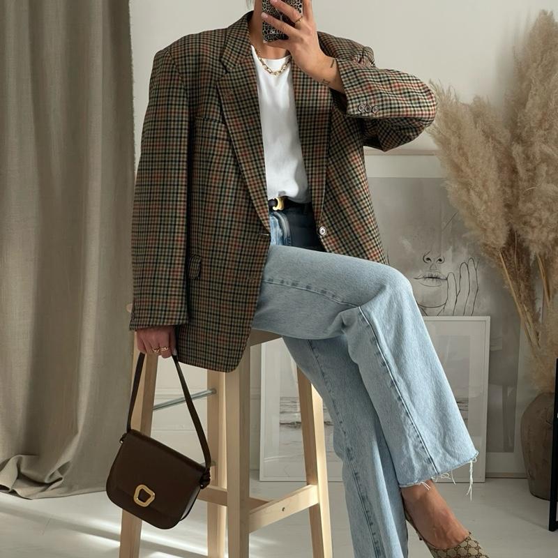 Vintage Oversized Checked Blazer 2