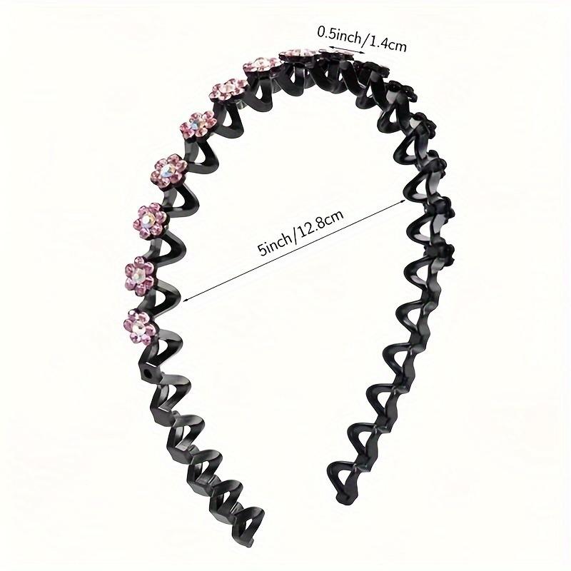 Product Introduction of 1pc/2pcs, Elegant Rhinestone Floral Hair Hoop, Plastic Non-Slip Grip Toothed Headband, Gentle On Hair, Suitable For Women, Daily Use, Face Wash, And Skincare Accessory 2
