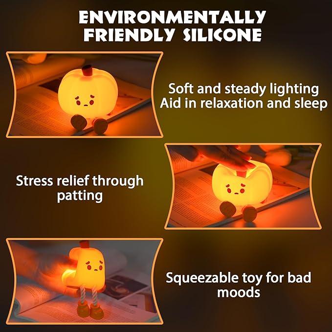 LED Silicone Dimmable Nursery Lamp - Cute Pumpkin Night Light 4