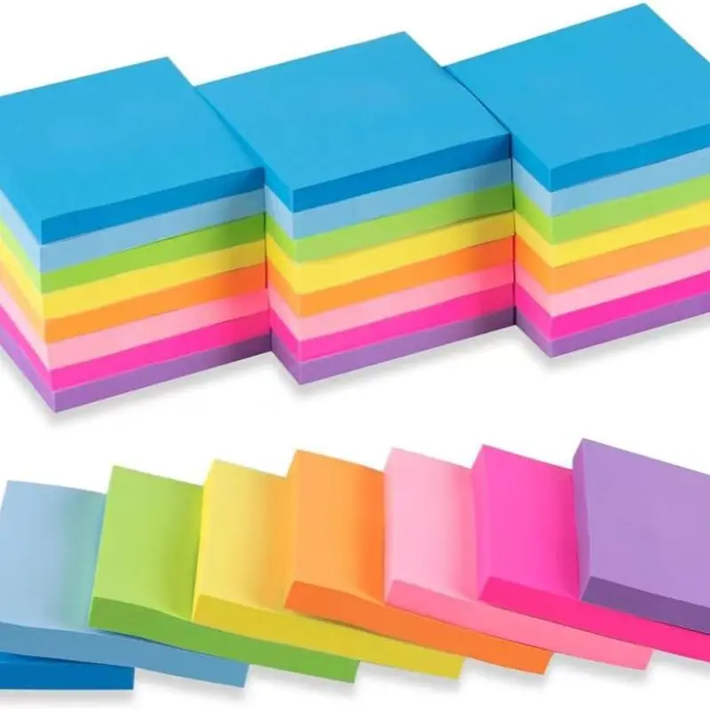 24 Pads - 3 in x 3 in Sticky Notes, 8 Colors Post Self Stick Notes Pads, Bright Stickies Colorful Super Sticking Memo Pads，for Office, Home, School, Meeting, Strong Adhesive, 82 Sheets/pad