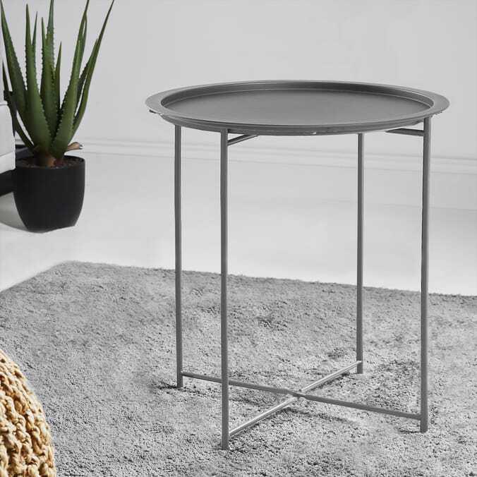 Round Contemporary Side Table - Stylish & Space-Saving, Powder Coated Steel, Easy Assembly 2