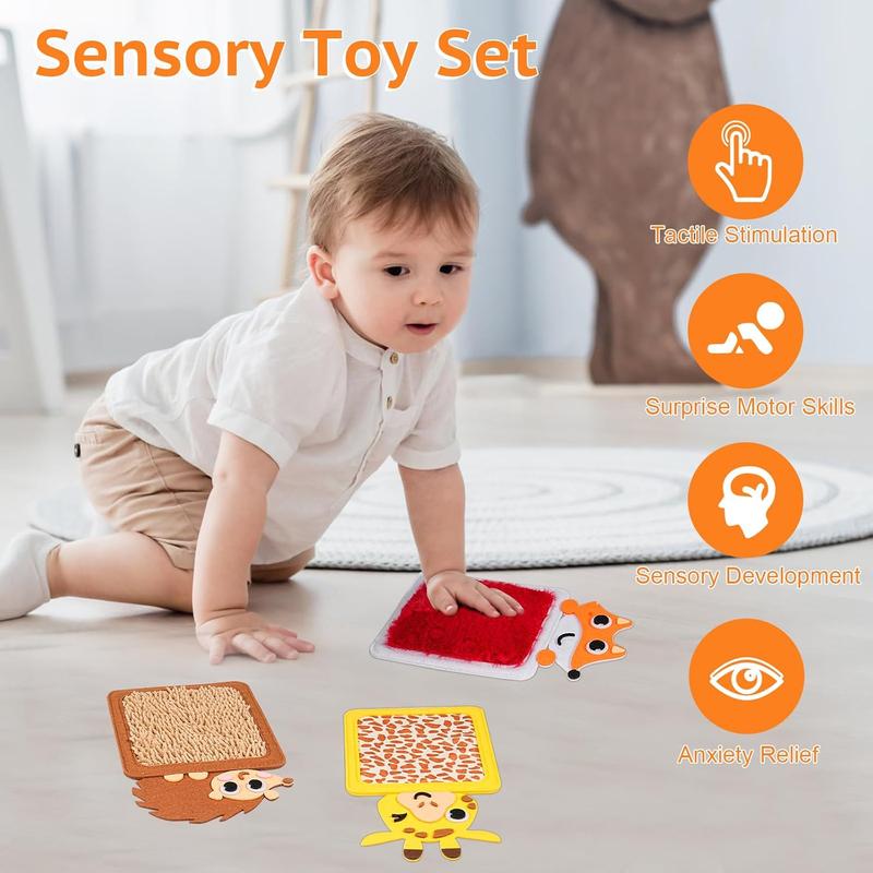 8Pcs Sensory Mats for Kids - Educational Animals Sensory Pads Fidget Toys for Kid Toddler Baby, Autism Sensory Tiles Wall Panel Disorder Toys for Tactile Play/Anxiety Relief, Playful Learning Gift 2