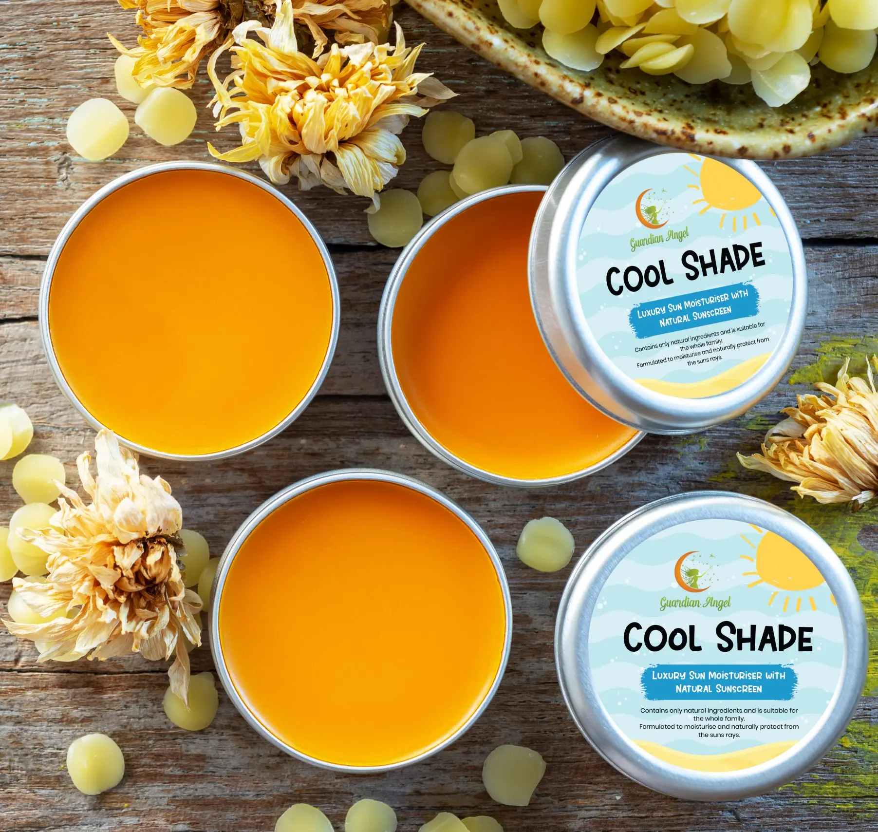 Cool Shade - All Natural Broad Spectrum Sun Cream - Low SPF and 3 Star UVA Rated - Raspberry & Coconut Oil, Shea Butter, Essential Oils.