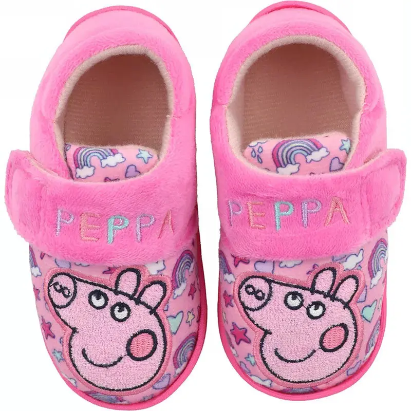 PEPPA PIG GIRLS OFFICIAL PINK EASY CLOSE NOVELTY SLIPPERS HARD SOLE UK SIZE 5-10 0
