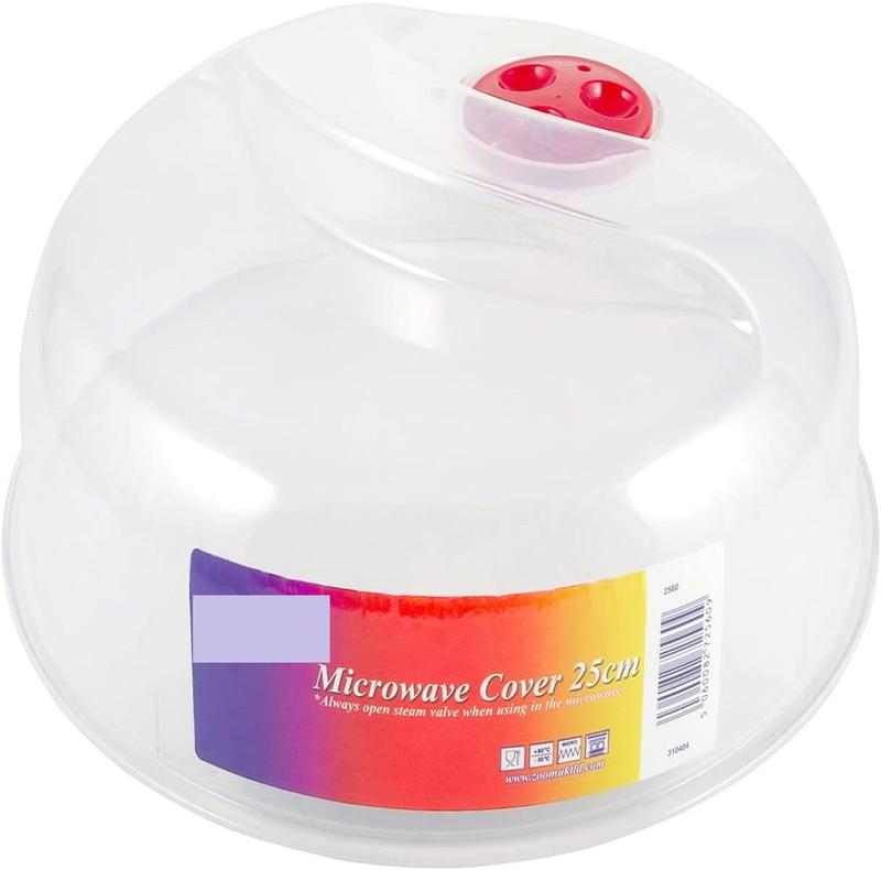 HOMESHOPA Microwave Plate Cover 25cm Microwave Splatter Guard Lid with Steam Vents, Plastic Transparent Ventilated Food Plate Dish Cover Kitchen Cooking, BPA Free & Dishwasher Safe, 25cm 0