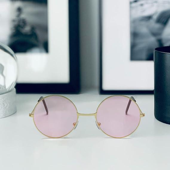 ECOVEND 2 PCS Hippy Specs Sunglasses - Metal Round Frame Circle Retro Glasses Vintage Disco Fancy Dress Colored Lens Festival Sunglasses 3