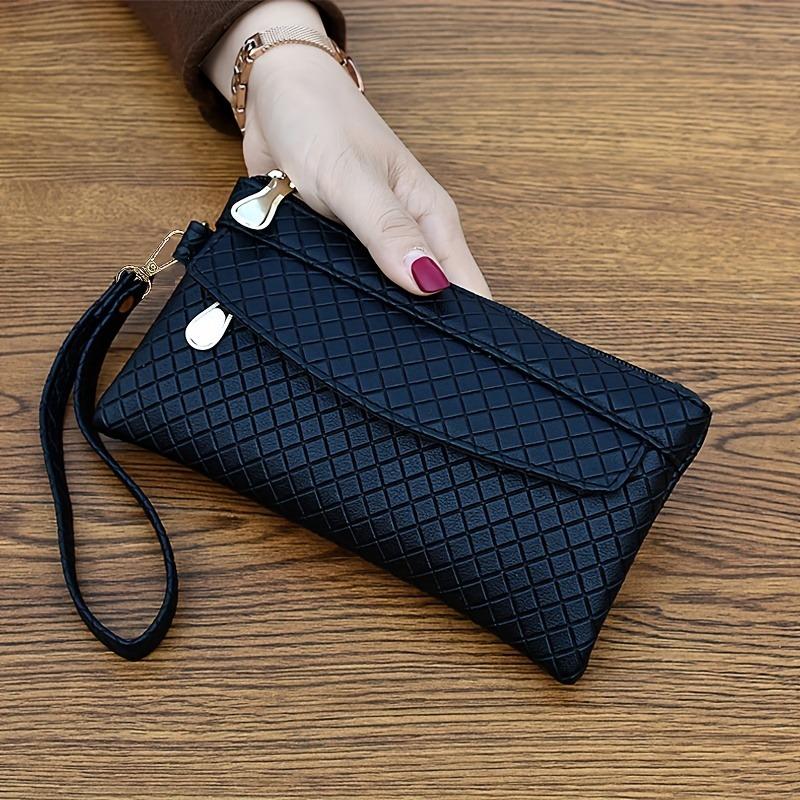 Product Introduction of Women's Argyle Quilted Clutch Bag, Multi Zipper Wristlet Bag For Phone & Coin, Fashion Handbag 5