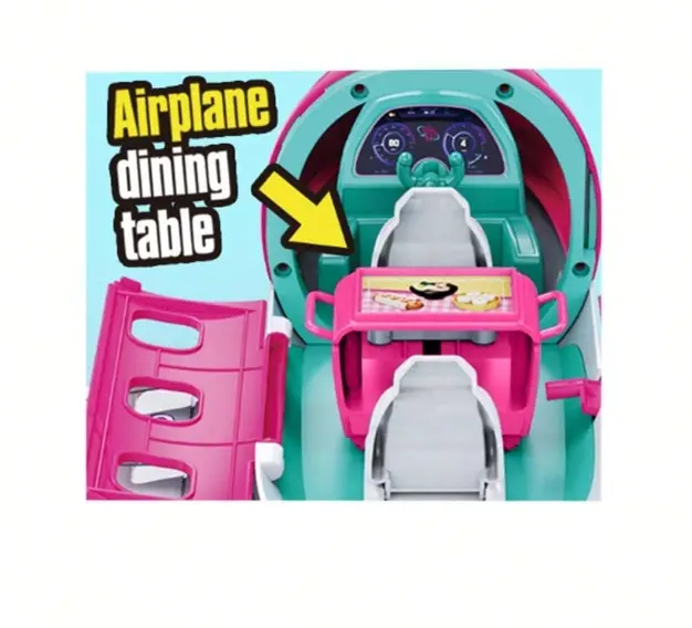 Dreamlike Airplane Pilot Toy, Pretend Play Pink Airplane Playset Toy, Pilot Roleplay Gift For Girls Christmas 4