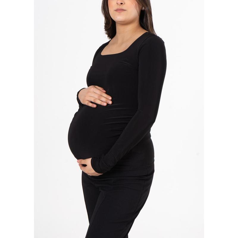 Black Square Neck Long Sleeve Maternity 2