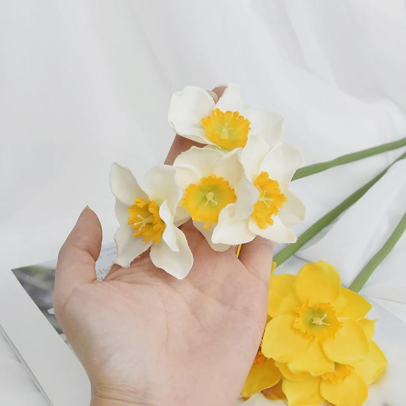 6pcs Artificial Narcissus Flower Bouquet Home Garden Room Desktop Fake Flower Decoration Wedding Festival Party Daffodil Decor Decorative Fruit 1