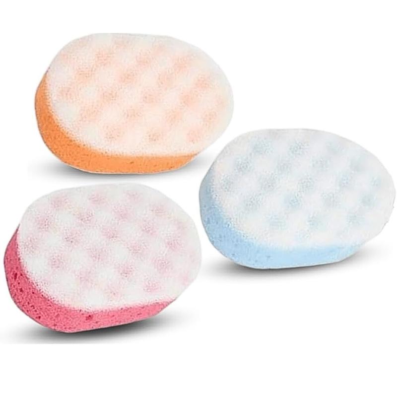 3 x Single Pack Of Coral Bath Massage Sponges Multi Color Family Pack Accessories Household 2