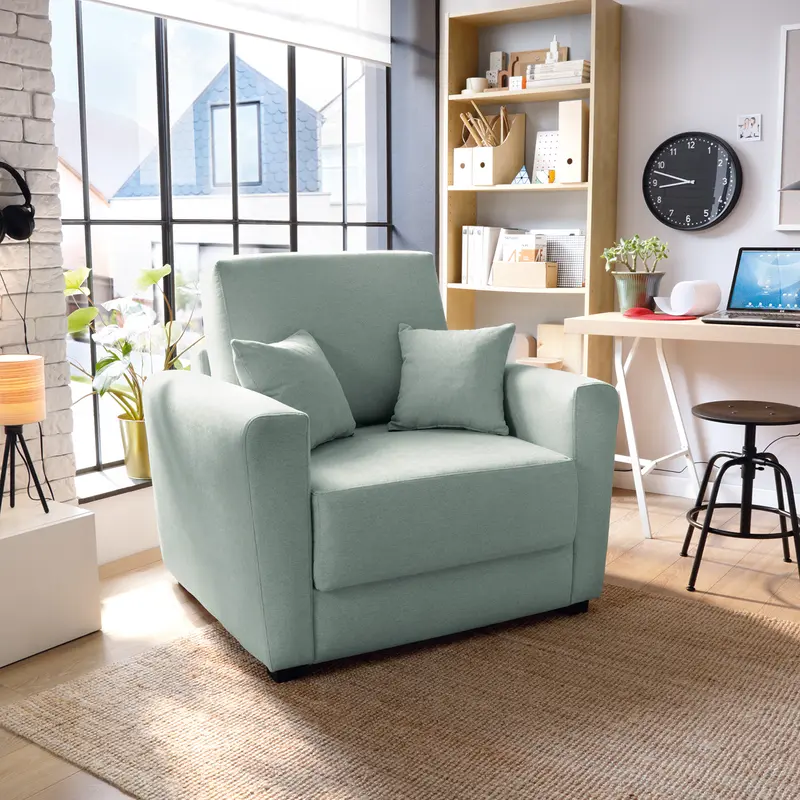Olly Linen Single Sofa Bed in Pistachio Green 0