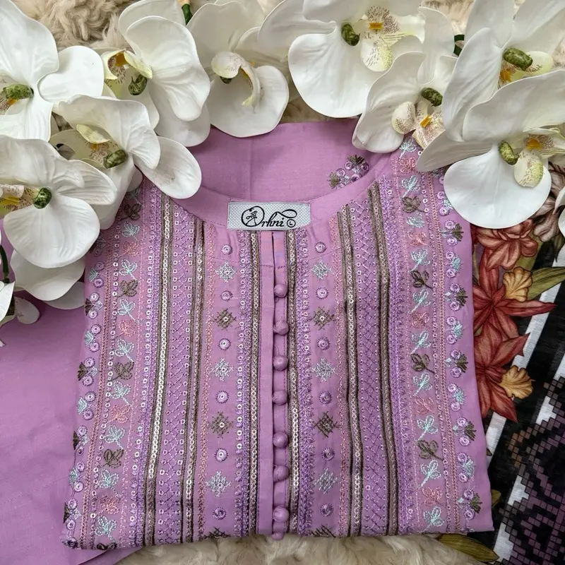 Premium 3 Piece Loose Fitting Cotton Suit Ready Made Eid Collection 4 Colours Indian Pakistani Dress Comfort Traditional Asian Clothing Loose Fitting Outfit Womenswear Comfortable Soft Kurta Breathable Style  embroidered stitched suits clothes 5