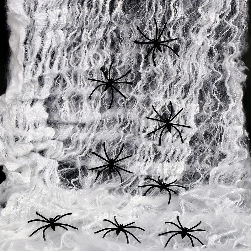 60g Halloween Spider Web Decoration with 30PCS Realistic Fake Spiders - Stretchable Cobwebs for Halloween 2024 | Trendy Halloween Aesthetic Décor for Parties | Spooky Nostalgic Decorations for TikTok Trends | Perfect for Halloween Plastic Room Ornaments 3