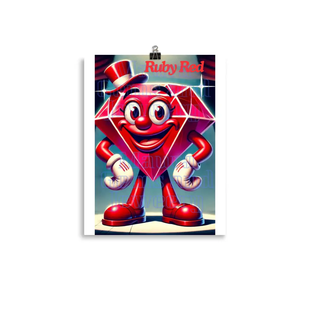Ruby Red Gemstone Cartoon Poster