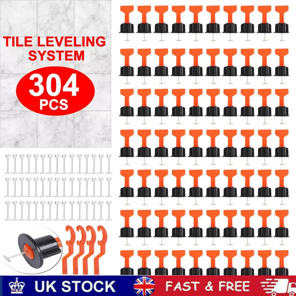 300pcs+4 Wrench Tile Leveling System Kit - Reusable Tile Spacer Wall Floor Clips