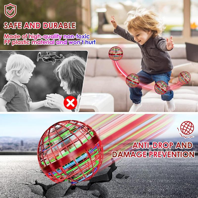 Flying Orb Ball 2023 Newest Upgrade Hover Boomerang Ball, Hand Controlled Mini Galactic Spinning Drone Cool Kids Toy for Ages 8-13 Boys Girls Christmas Birthday Gifts (Red) 4