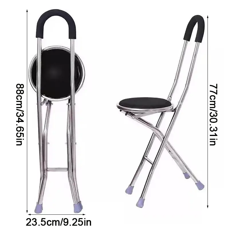 Versatile M8 Folding Portable Walking Stick Seat - Adjustable Aluminium Cane Chair Stool for Ultimate Mobility Healthcare Equipment 4