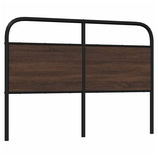 Elegant Brown Oak Headboard: Stylish Steel & Engineered Wood Design 5