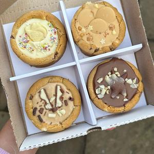 Deep Dish Cookies x4, Golden Caramel, Milky Bar, Nutella, and Kinderella - Snack