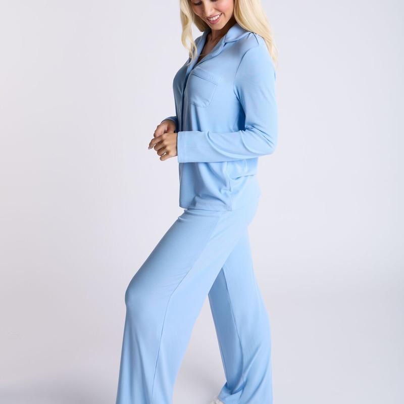 Ribbed modal wide leg pyjama trousers 2