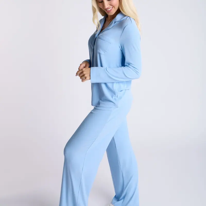 Ribbed modal wide leg pyjama trousers 2