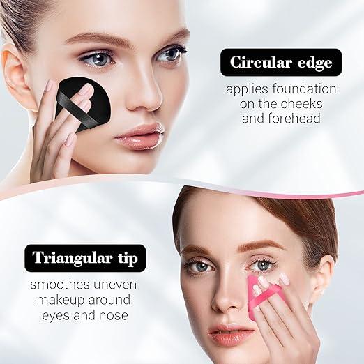 Powder Puff, 4 Pcs Triangle Powder Puffs for Pressed Powder, Velvet Setting Makeup Puff Powder Sponge with Strap, Reusable Wet Dry Dual-use Face Make Up Cosmetics Cleansing Beauty Make-up Puff Visit the HEYMKGO Stor 3