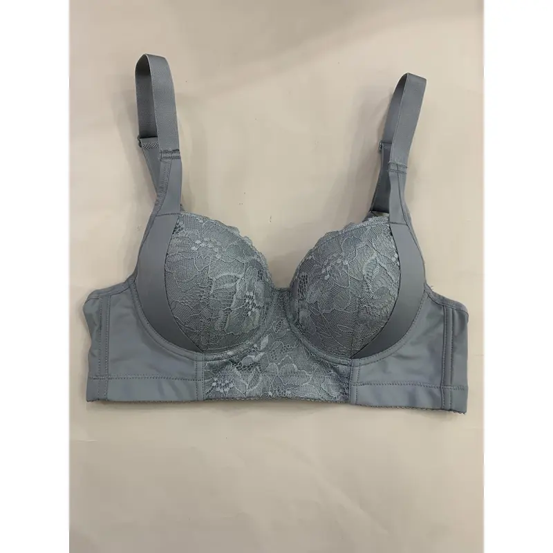 Elegant Lace Push-Up Bra for Women - Comfortable, Anti-Sagging with Enhanced Support, Non-Removable Pads, Hand Washable, White Floral Lace Detail, Antisagging Bra|Feminine Undergarment|Elastane Comfort 1