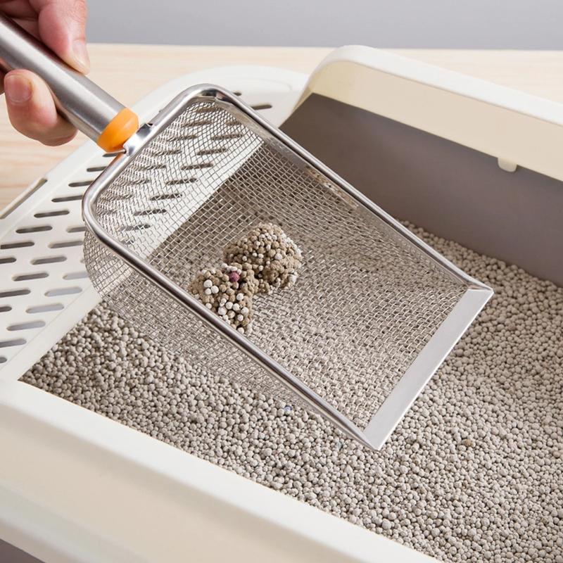 Product Introduction of NEW Stainless Steel Cat Litter Scoop with  Long Handle Kitten Sifter Sifter Litter Scooper  for Rabbits Pets Supplies Bunny 2