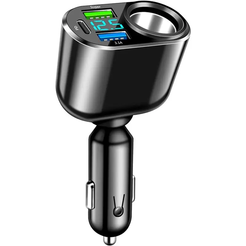111W USB C Car Charger Cigarette Lighter Splitter, 90W Car Cigarette Lighter, 66W USB Superfast Charging 30W PD Car Charger with LED Voltmeter for Phone, iPad, GPS,   tripod battery adaptor 4  in power  plug car  charger  4  1 wireless  power  bank