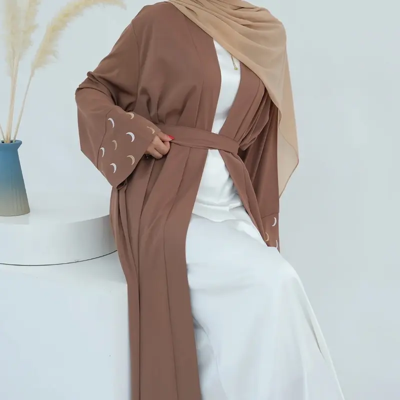 Moon Embroidery open Kamino abaya/ Open kamino Abaya muslimah style islamic wear lover 2