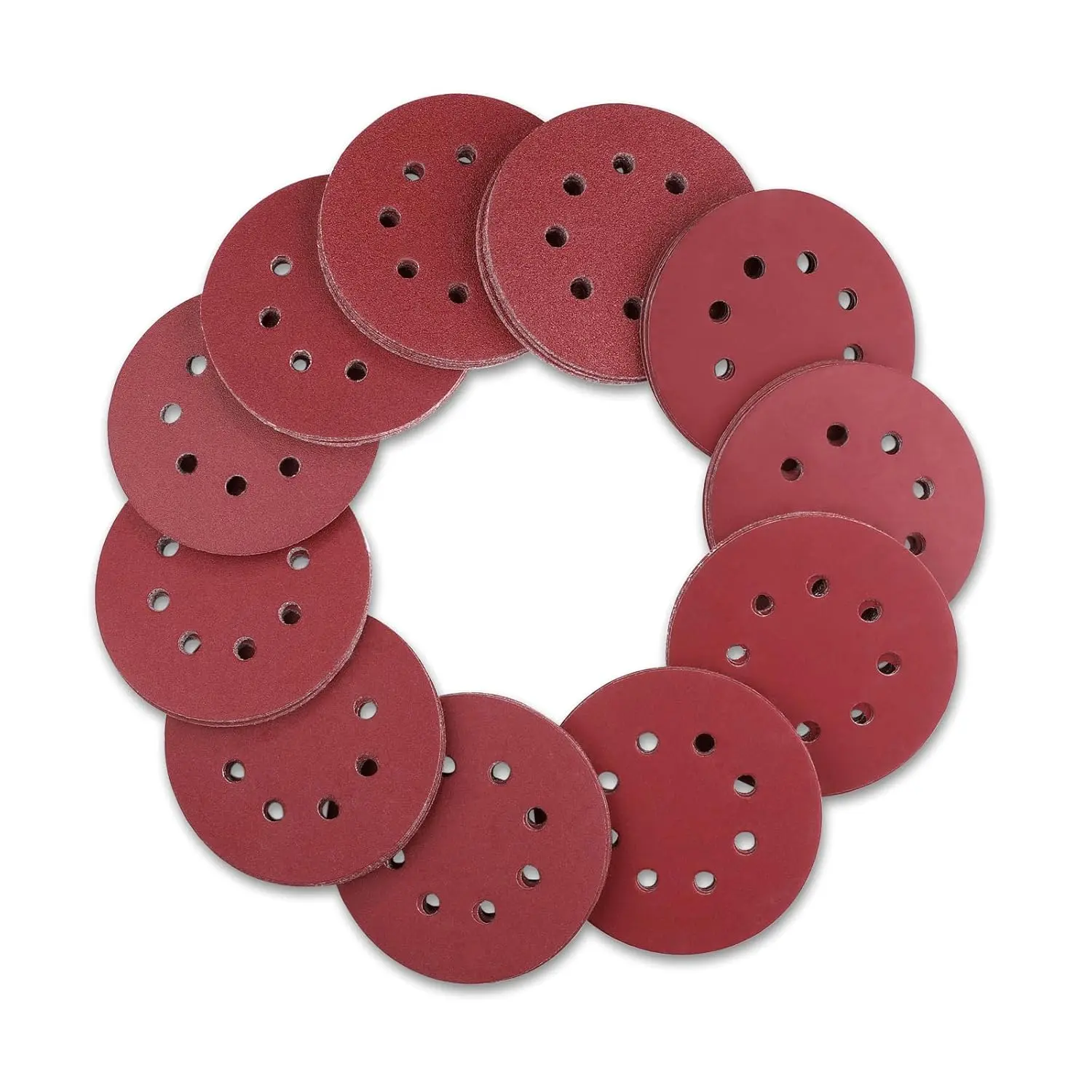 DEKOPRO 150 PCS Sanding Discs 5 Inch / 125mm 8 Holes Sandpaper Set 60 , 80 , 100 , 120 , 150 , 180 , 240 , 320 , 400 , 600 Grits Round Sandpaper for Random Orbital Sander