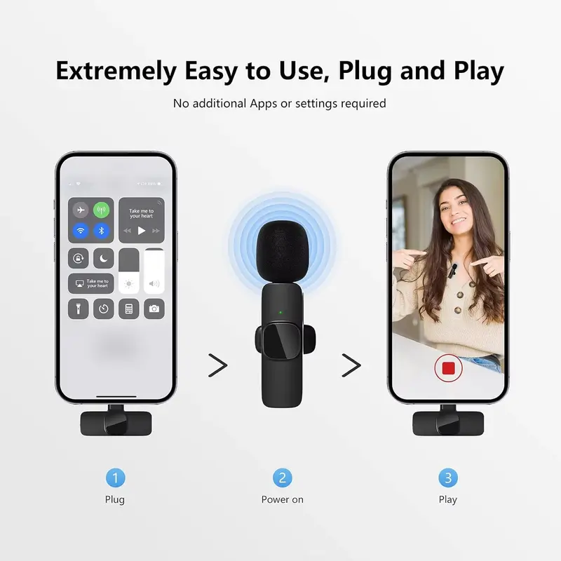 K9 Charging Model Portable Mini Wireless Tie Microphone Lavalier Mic For Apple iPhone ios Android 3.5mm Mobile Cell Phone Interview Recording tiktok  microphone 2