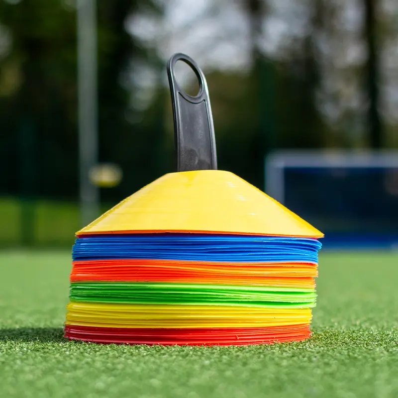 Futtymania 50-Piece Sports Safety Cones Set - Fitness and Multi-Sports Training Essentials with Stand and Bag - Ideal for Football, Indoor/Outdoor Use 1