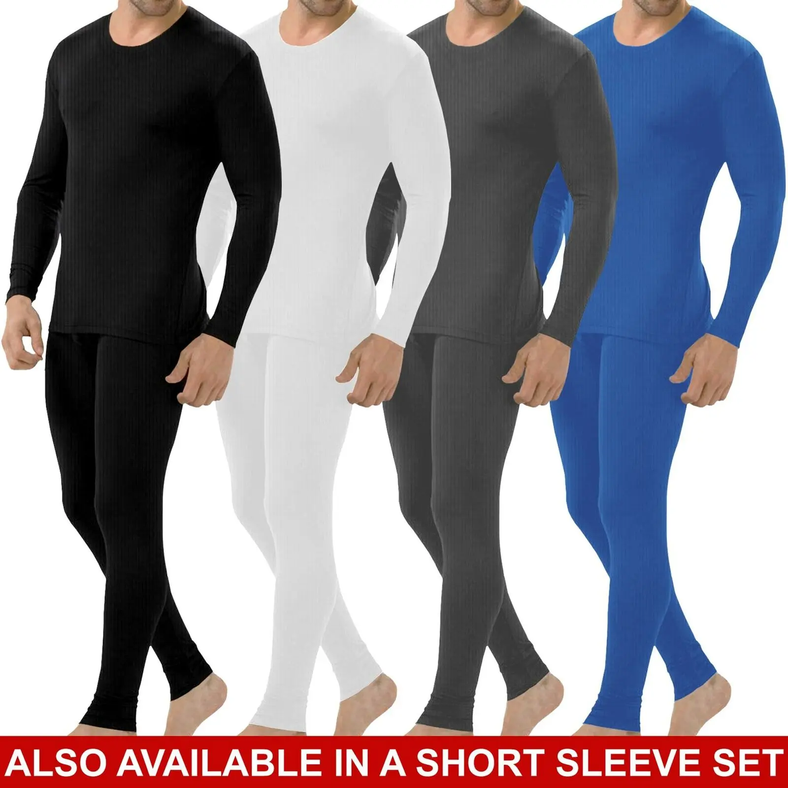 Mens Thermal Long Johns Top T Shirt Bottom Trouser Underwear Set Full Sleeve S-5XL