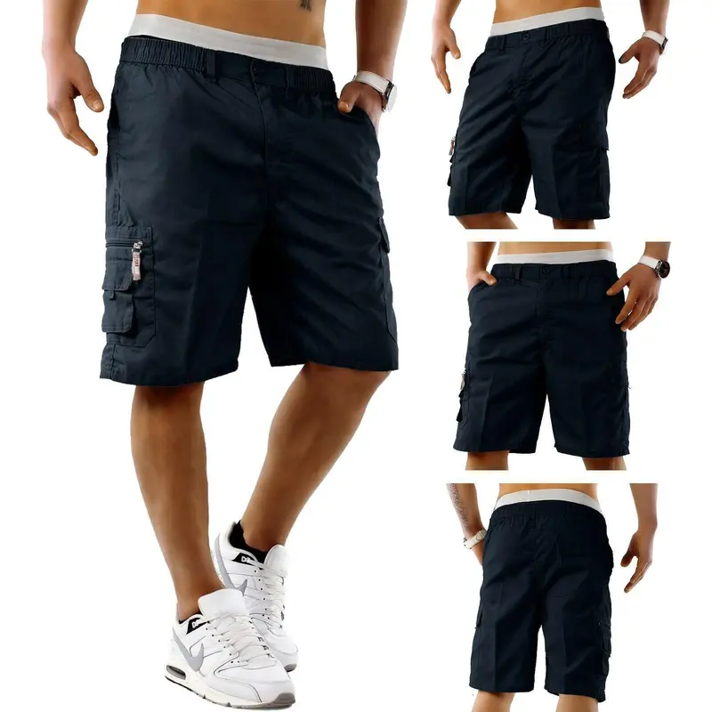 Mens Elasticated Waist Multi Pockets Cargo Shorts Combat Poly Cotton Pants M L XL 2XL 3XL 4XL 5XL 6XL Casual Menswear 2