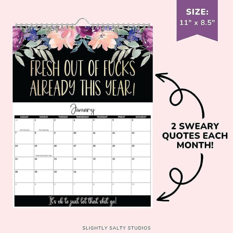 Clucking Good 2025 Tired Women Calendar, Funny Wall Hanging Weekly Organizer, Novelty Year Planner with Flower Stress Relief Gift 1