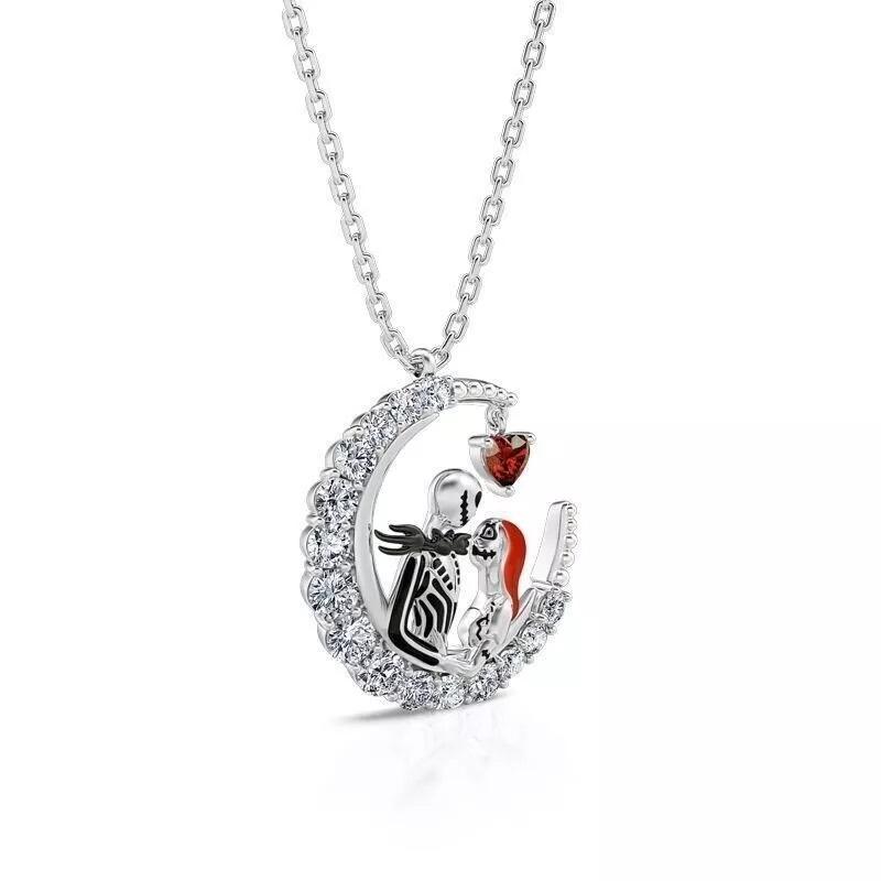 Love Always Red Heart Necklace Gift for Fans of The Nightmare Before Christmas - Jack & Sally 5