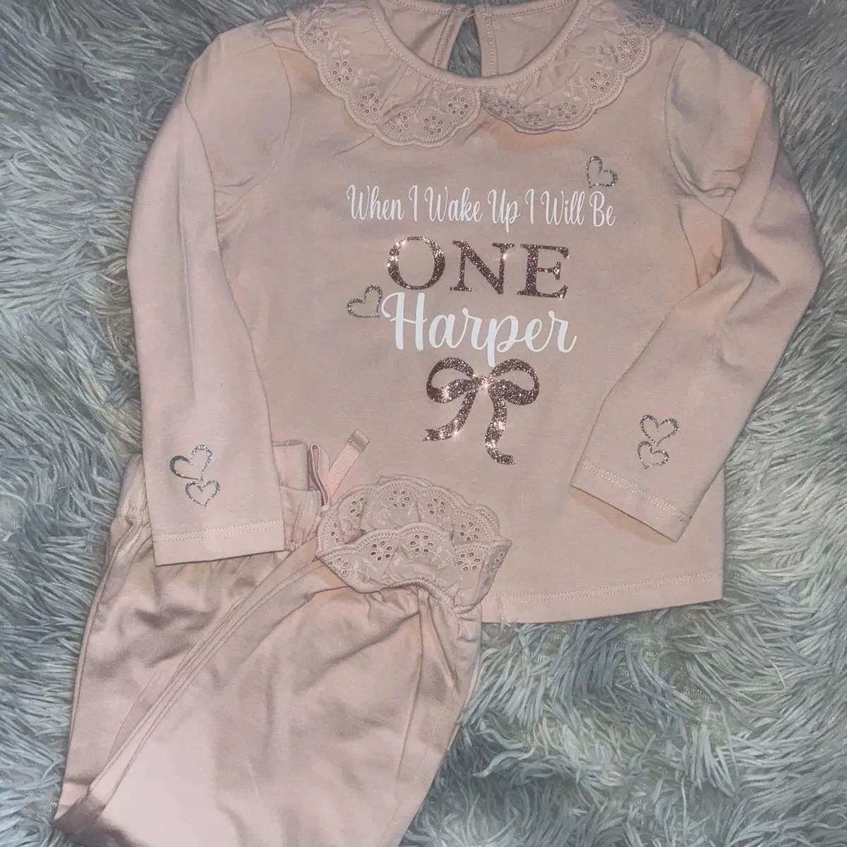 Personalised frill bow birthday pjs