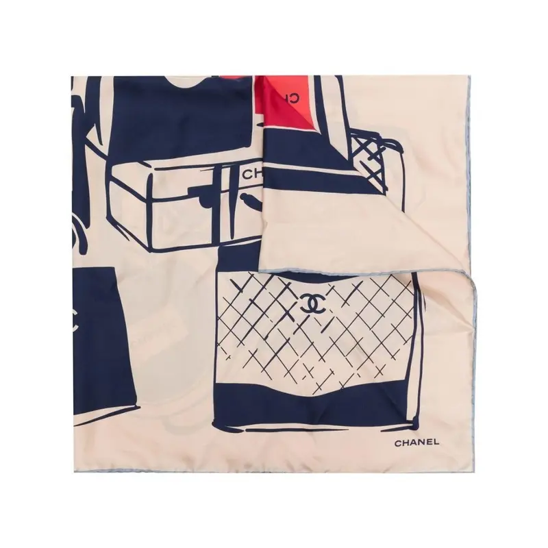 Cream Luggage Print Silk Scarf 2