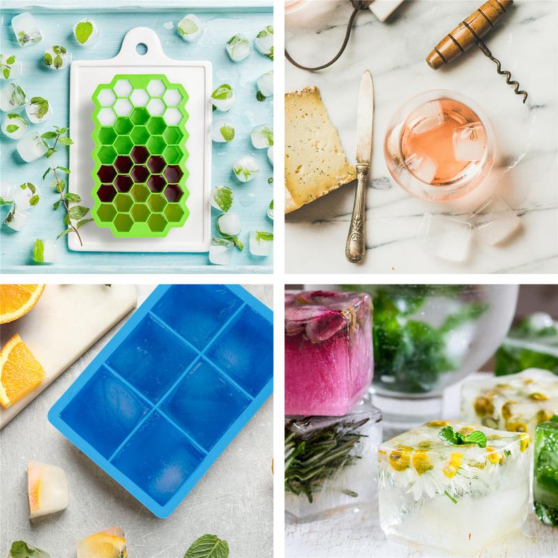 HOMESSENTIALS Silicone Ice Cube Trays with Lids Pack of 2 - Easy Release, Food-Grade, Spill-Proof, Odourless, Stackable & Dishwasher Safe Kitchen Utensils icecubetray 4