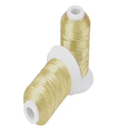 Metallic Embroidery Threads – Gold, Light Gold, Silver & Copper | 3000 Meters Cones 1