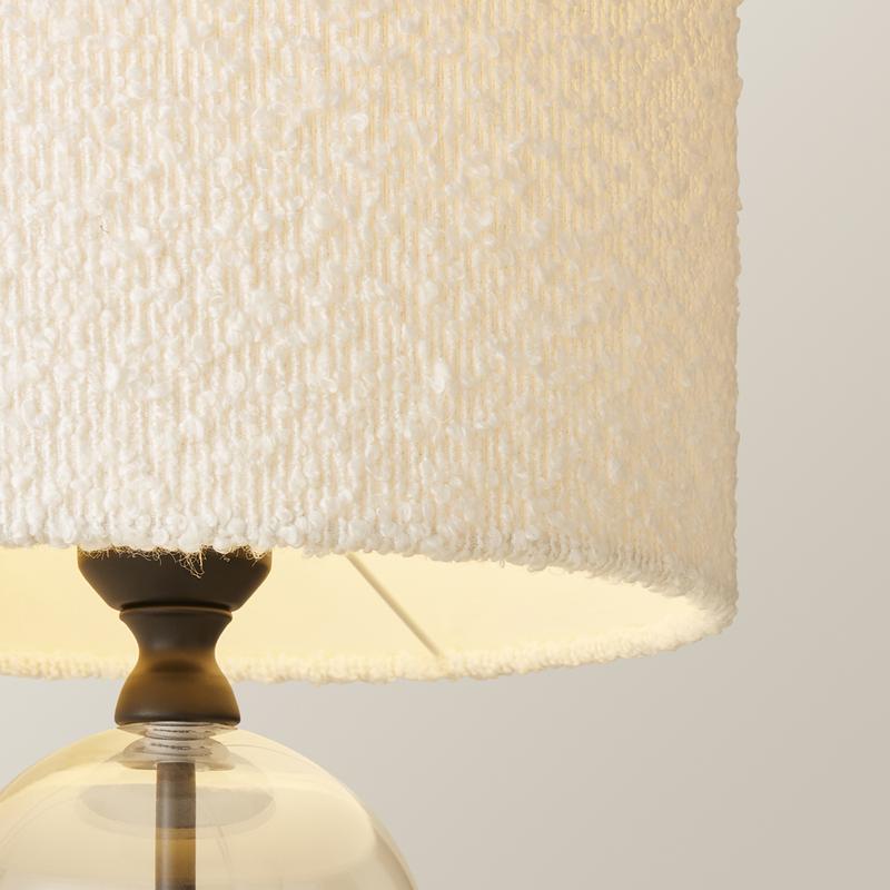 Jessy Black/Gold Glass Table Lamp with Cream Boucle Shade 4