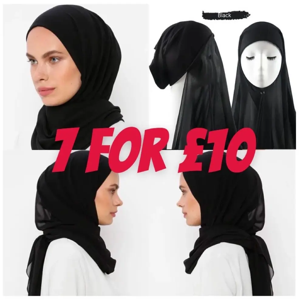 Chiffon Hijabs with Attached Undercap for Women